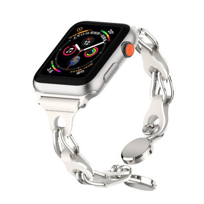 For Apple Watch Ultra 49mm Hollow Leather Chain Magnetic Buckle Watch Band(White) by bashfashion