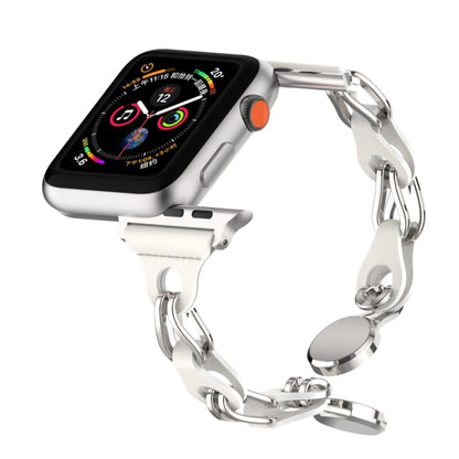 For Apple Watch Ultra 49mm Hollow Leather Chain Magnetic Buckle Watch Band(White) by bashfashion