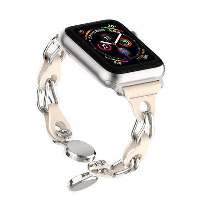 For Apple Watch Ultra 49mm Hollow Leather Chain Magnetic Buckle Watch Band(Starlight Color) by bashfashion