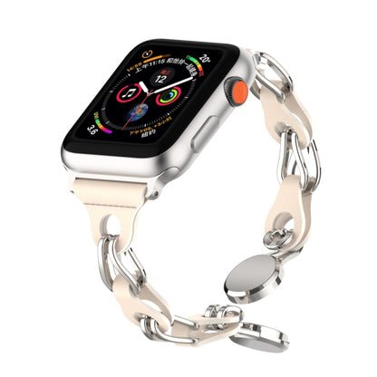For Apple Watch Ultra 49mm Hollow Leather Chain Magnetic Buckle Watch Band(Starlight Color) by bashfashion