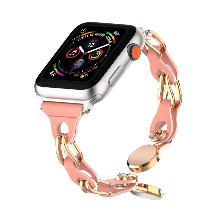 For Apple Watch Ultra 49mm Hollow Leather Chain Magnetic Buckle Watch Band(Red) by bashfashion