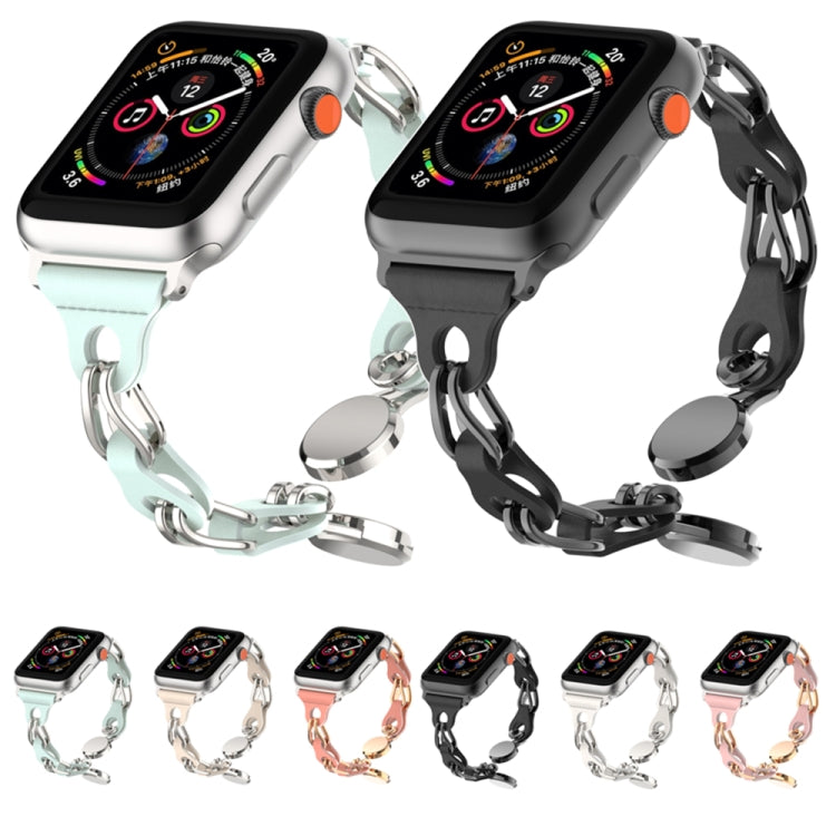 For Apple Watch Ultra 49mm Hollow Leather Chain Magnetic Buckle Watch Band(Starlight Color) by bashfashion