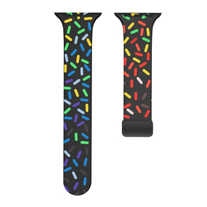 For Apple Watch Ultra 49mm Rainbow Dots Silicone Magnetic Black Buckle Watch Band(Black) by bashfashion