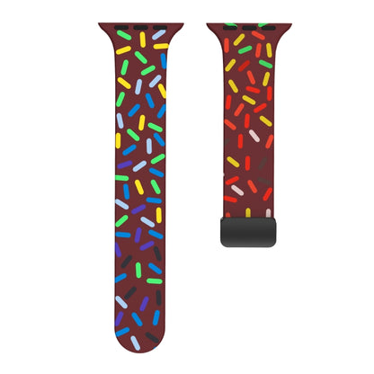 For Apple Watch 8 41mm Rainbow Dots Silicone Magnetic Black Buckle Watch Band(Wine) by bashfashion