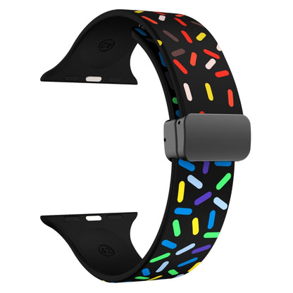 For Apple Watch 8 45mm Rainbow Dots Silicone Magnetic Black Buckle Watch Band(Black) by bashfashion