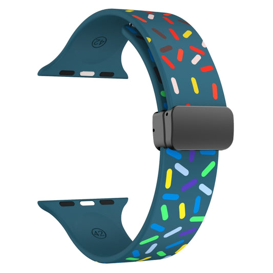 For Apple Watch SE 2022 40mm Rainbow Dots Silicone Magnetic Black Buckle Watch Band(Blue) by bashfashion