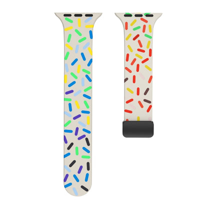 For Apple Watch SE 2022 44mm Rainbow Dots Silicone Magnetic Black Buckle Watch Band(Starlight Color) by bashfashion