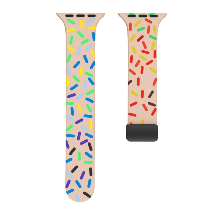 For Apple Watch SE 2022 44mm Rainbow Dots Silicone Magnetic Black Buckle Watch Band(Pink) by bashfashion