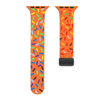 For Apple Watch SE 44mm Rainbow Dots Silicone Magnetic Black Buckle Watch Band(Orange) by bashfashion