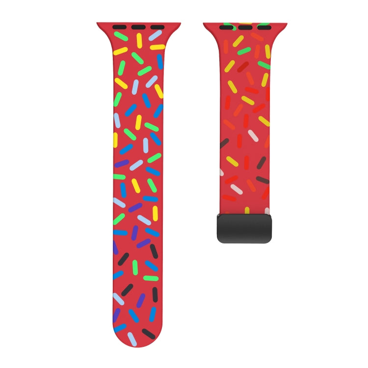 For Apple Watch SE 44mm Rainbow Dots Silicone Magnetic Black Buckle Watch Band(Red) by bashfashion