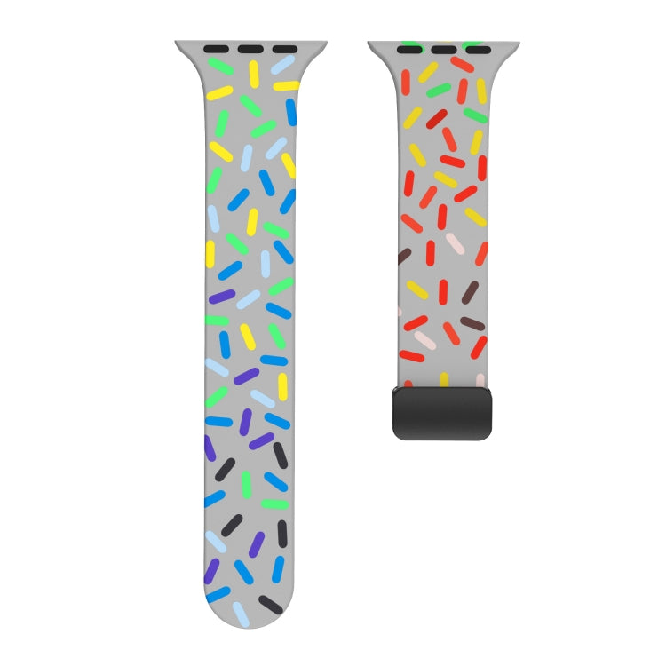 For Apple Watch 6 40mm Rainbow Dots Silicone Magnetic Black Buckle Watch Band(Gray) by bashfashion