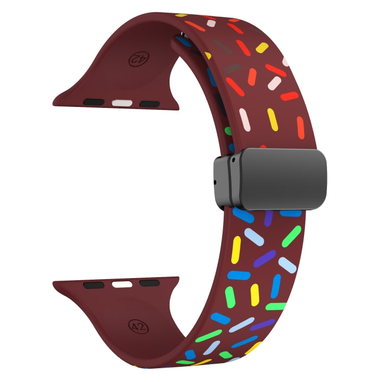 For Apple Watch 5 40mm Rainbow Dots Silicone Magnetic Black Buckle Watch Band(Wine) by bashfashion