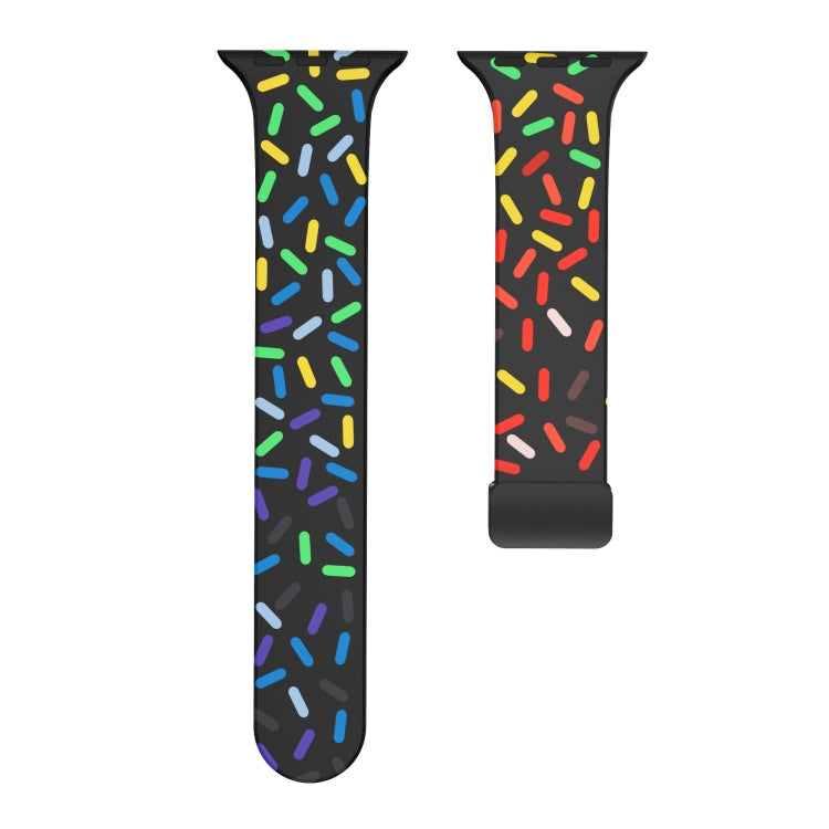 For Apple Watch 4 40mm Rainbow Dots Silicone Magnetic Black Buckle Watch Band(Black) by bashfashion