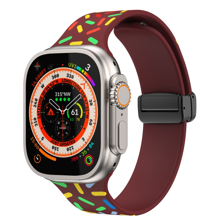 For Apple Watch 4 40mm Rainbow Dots Silicone Magnetic Black Buckle Watch Band(Wine) by bashfashion