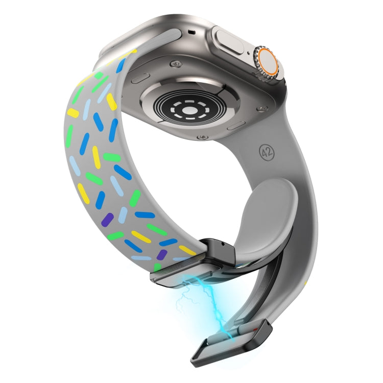 For Apple Watch 4 40mm Rainbow Dots Silicone Magnetic Black Buckle Watch Band(Gray) by bashfashion