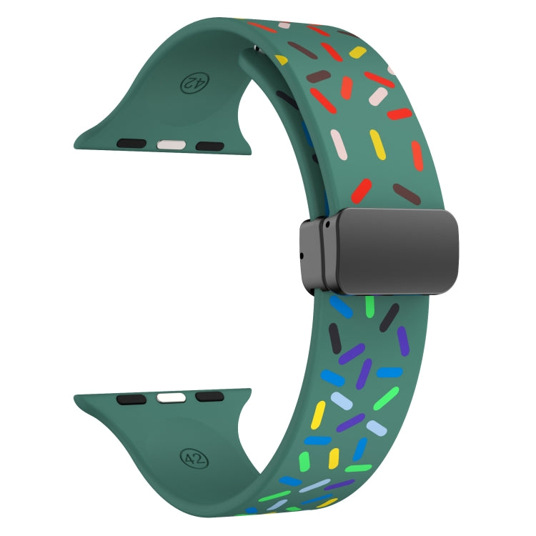 For Apple Watch 4 40mm Rainbow Dots Silicone Magnetic Black Buckle Watch Band(Green) by bashfashion
