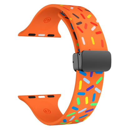For Apple Watch 3 38mm Rainbow Dots Silicone Magnetic Black Buckle Watch Band(Orange) by bashfashion
