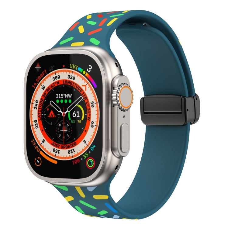 For Apple Watch 3 38mm Rainbow Dots Silicone Magnetic Black Buckle Watch Band(Blue) by bashfashion
