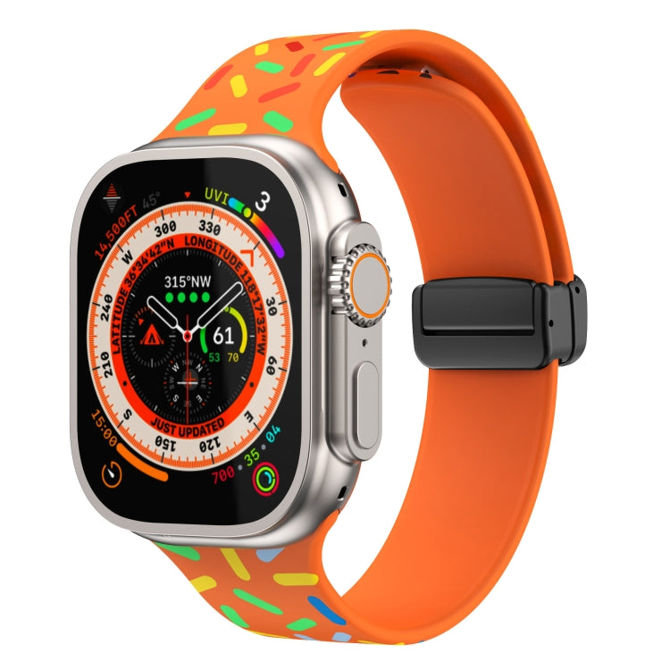 For Apple Watch 3 42mm Rainbow Dots Silicone Magnetic Black Buckle Watch Band(Orange) by bashfashion