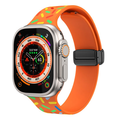 For Apple Watch 3 42mm Rainbow Dots Silicone Magnetic Black Buckle Watch Band(Orange) by bashfashion