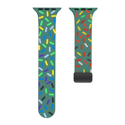 For Apple Watch 3 42mm Rainbow Dots Silicone Magnetic Black Buckle Watch Band(Green) by bashfashion