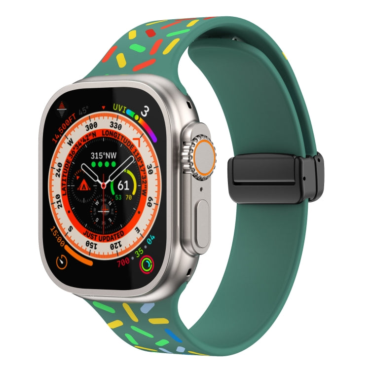 For Apple Watch 2 42mm Rainbow Dots Silicone Magnetic Black Buckle Watch Band(Green) by bashfashion