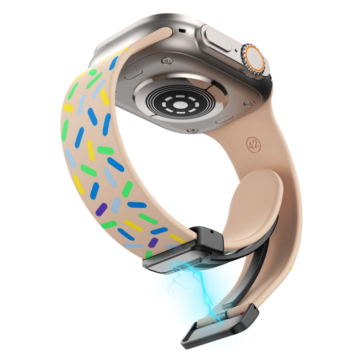 For Apple Watch 2 42mm Rainbow Dots Silicone Magnetic Black Buckle Watch Band(Pink) by bashfashion