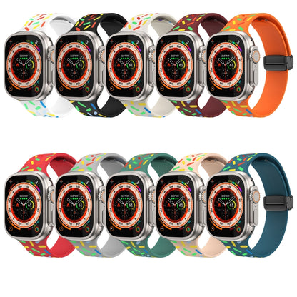 For Apple Watch 3 38mm Rainbow Dots Silicone Magnetic Black Buckle Watch Band(Green) by bashfashion