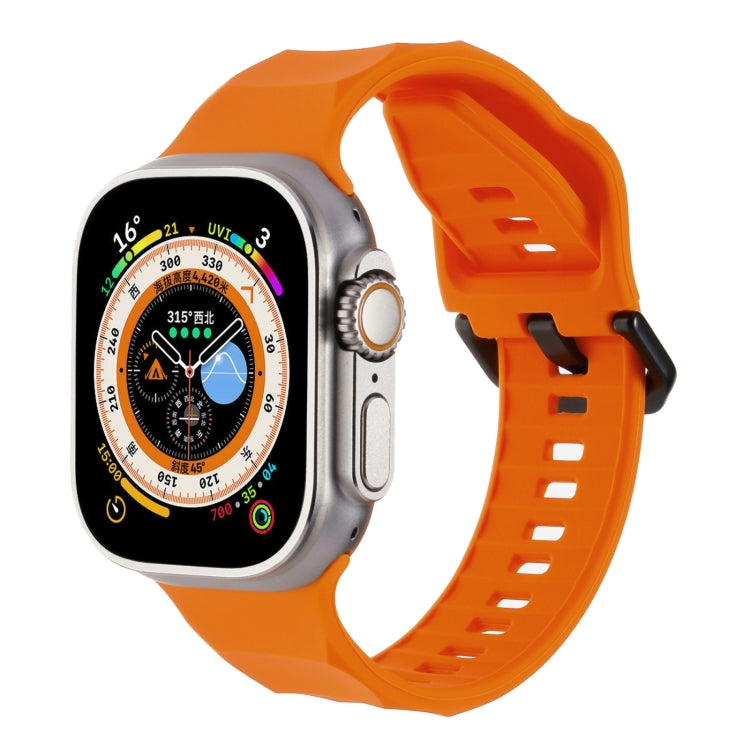 For Apple Watch Ultra 49mm Ripple Silicone Sports Watch Band(Orange) by bashfashion