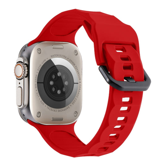 For Apple Watch Ultra 49mm Ripple Silicone Sports Watch Band(Red) by bashfashion