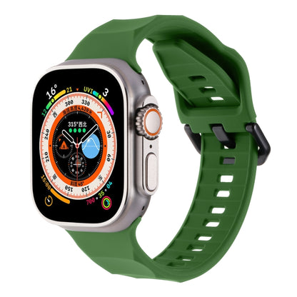 For Apple Watch Ultra 49mm Ripple Silicone Sports Watch Band(Army Green) by bashfashion