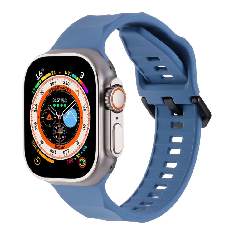For Apple Watch Ultra 49mm Ripple Silicone Sports Watch Band(Light Blue) by bashfashion