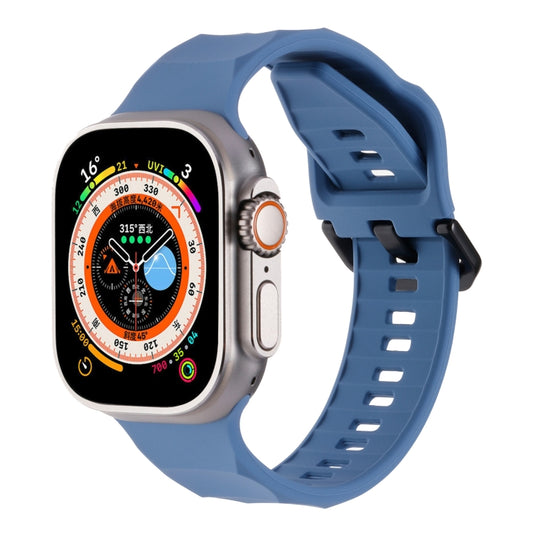 For Apple Watch Ultra 49mm Ripple Silicone Sports Watch Band(Light Blue) by bashfashion