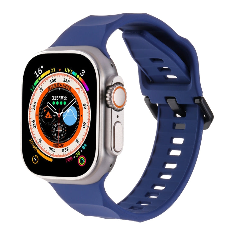 For Apple Watch Ultra 49mm Ripple Silicone Sports Watch Band(Dark Blue) by bashfashion