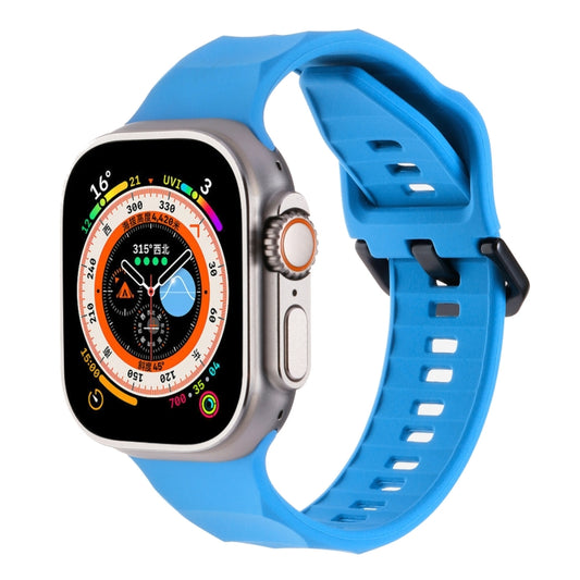 For Apple Watch Ultra 49mm Ripple Silicone Sports Watch Band(Sky Blue) by bashfashion