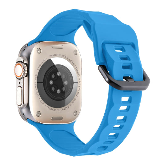 For Apple Watch Ultra 49mm Ripple Silicone Sports Watch Band(Sky Blue) by bashfashion