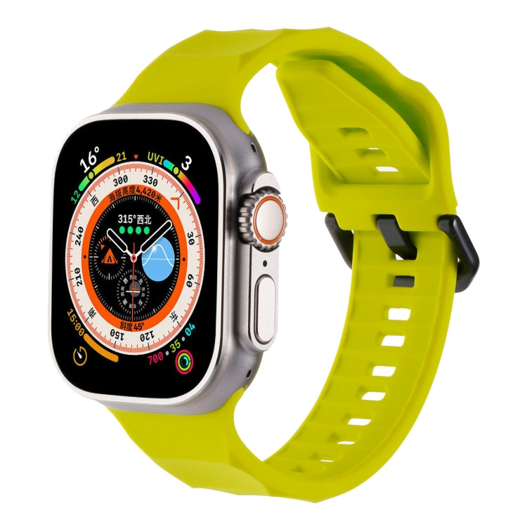 For Apple Watch Ultra 49mm Ripple Silicone Sports Watch Band(Fluorescent Green) by bashfashion