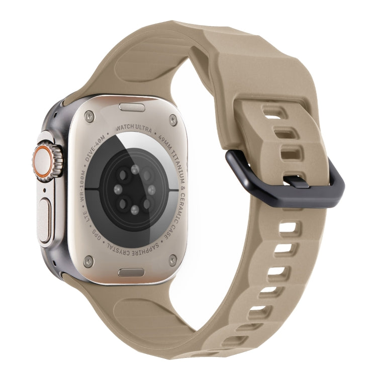 For Apple Watch Ultra 49mm Ripple Silicone Sports Watch Band(Brown) by bashfashion