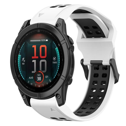 For Garmin Fenix E 47mm Two Color Reverse Buckle 22mm Silicone Watch Band(White+Black) by bashfashion