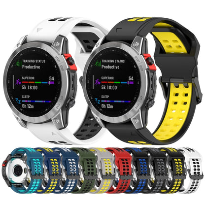 For Garmin Fenix E 47mm Two Color Reverse Buckle 22mm Silicone Watch Band(White+Black) by bashfashion