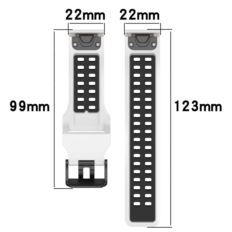 For Garmin Fenix E 47mm Two Color Reverse Buckle 22mm Silicone Watch Band(White+Black) by bashfashion
