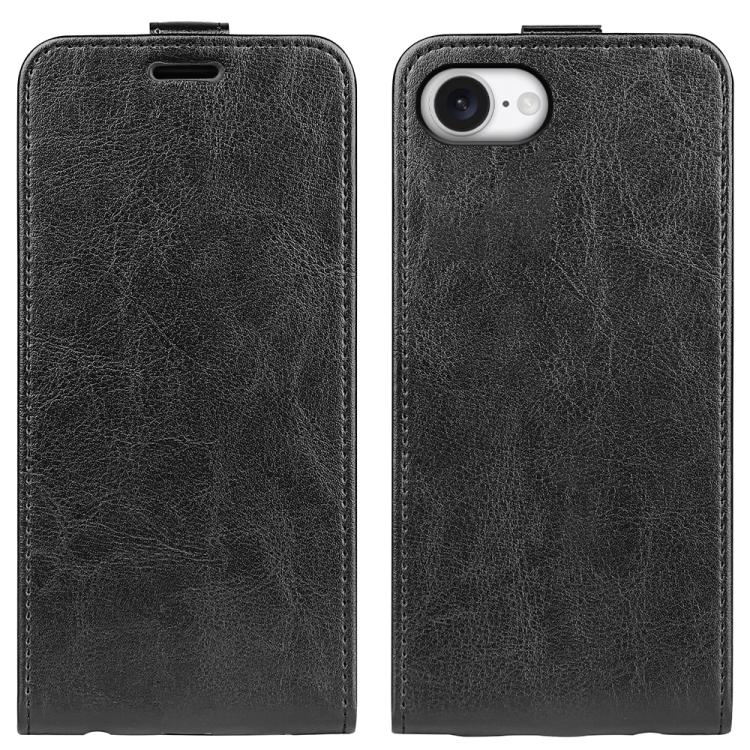 For iPhone 16e R64 Texture Single Vertical Flip Leather Phone Case(Black) by bashfashion