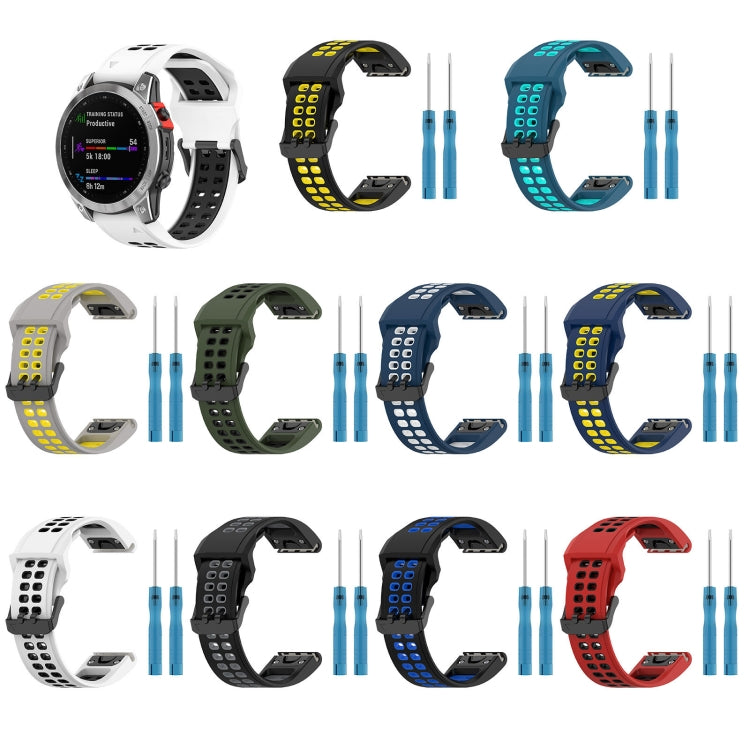 For Garmin Enduro 3 Two Color Reverse Buckle 26mm Silicone Watch Band(White+Black) by bashfashion