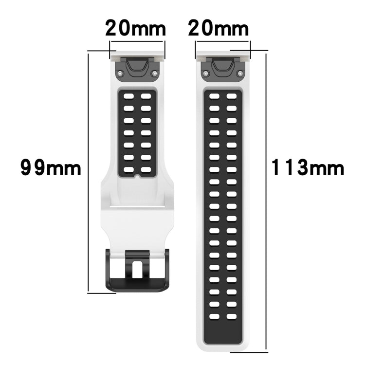 For Garmin Fenix 8 AMOLED 43mm Two Color Reverse Buckle 20mm Silicone Watch Band(White+Black) by bashfashion