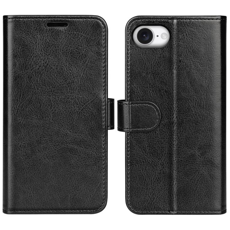 For iPhone 16e R64 Texture Horizontal Flip Leather Phone Case(Black) by bashfashion
