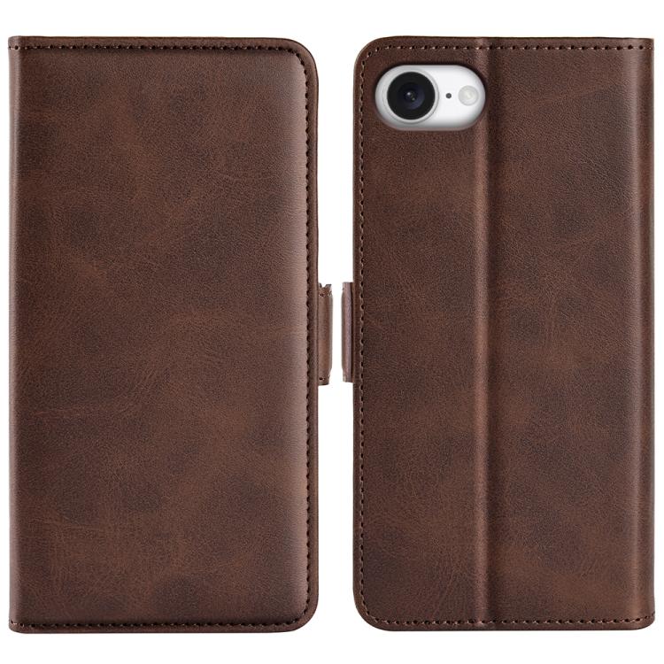 For iPhone 16e Dual-side Magnetic Buckle Horizontal Flip Leather Phone Case(Brown) by bashfashion