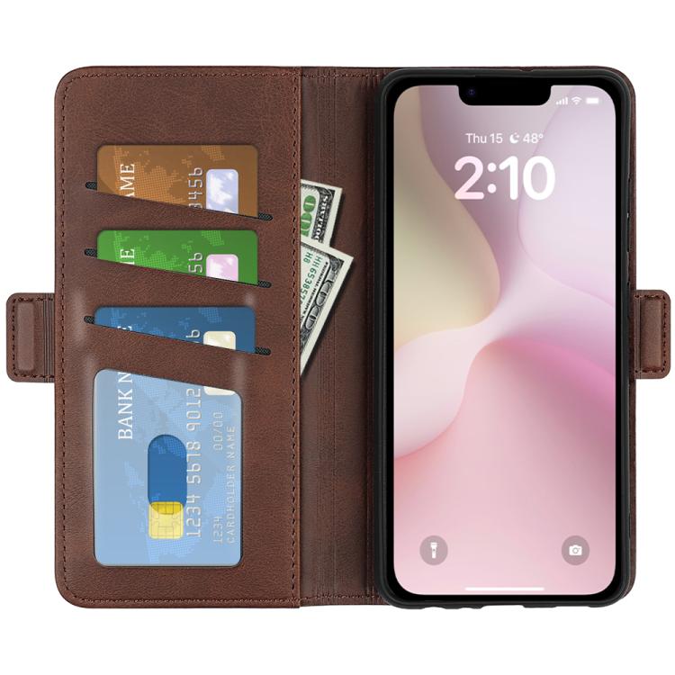 For iPhone 16e Dual-side Magnetic Buckle Horizontal Flip Leather Phone Case(Brown) by bashfashion