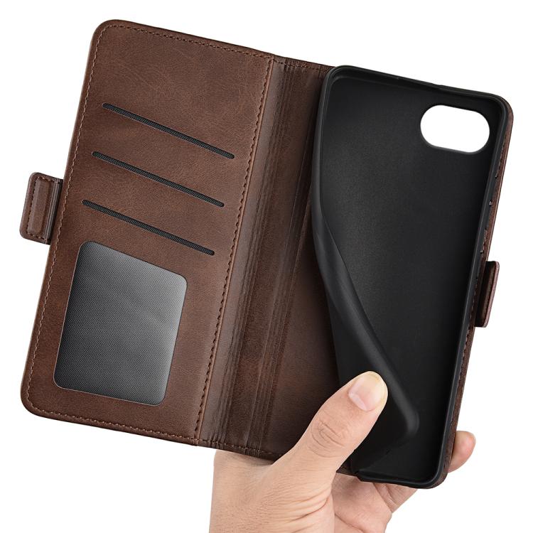 For iPhone 16e Dual-side Magnetic Buckle Horizontal Flip Leather Phone Case(Brown) by bashfashion