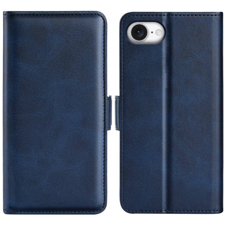 For iPhone 16e Dual-side Magnetic Buckle Horizontal Flip Leather Phone Case(Dark Blue) by bashfashion