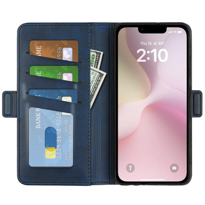 For iPhone 16e Dual-side Magnetic Buckle Horizontal Flip Leather Phone Case(Dark Blue) by bashfashion